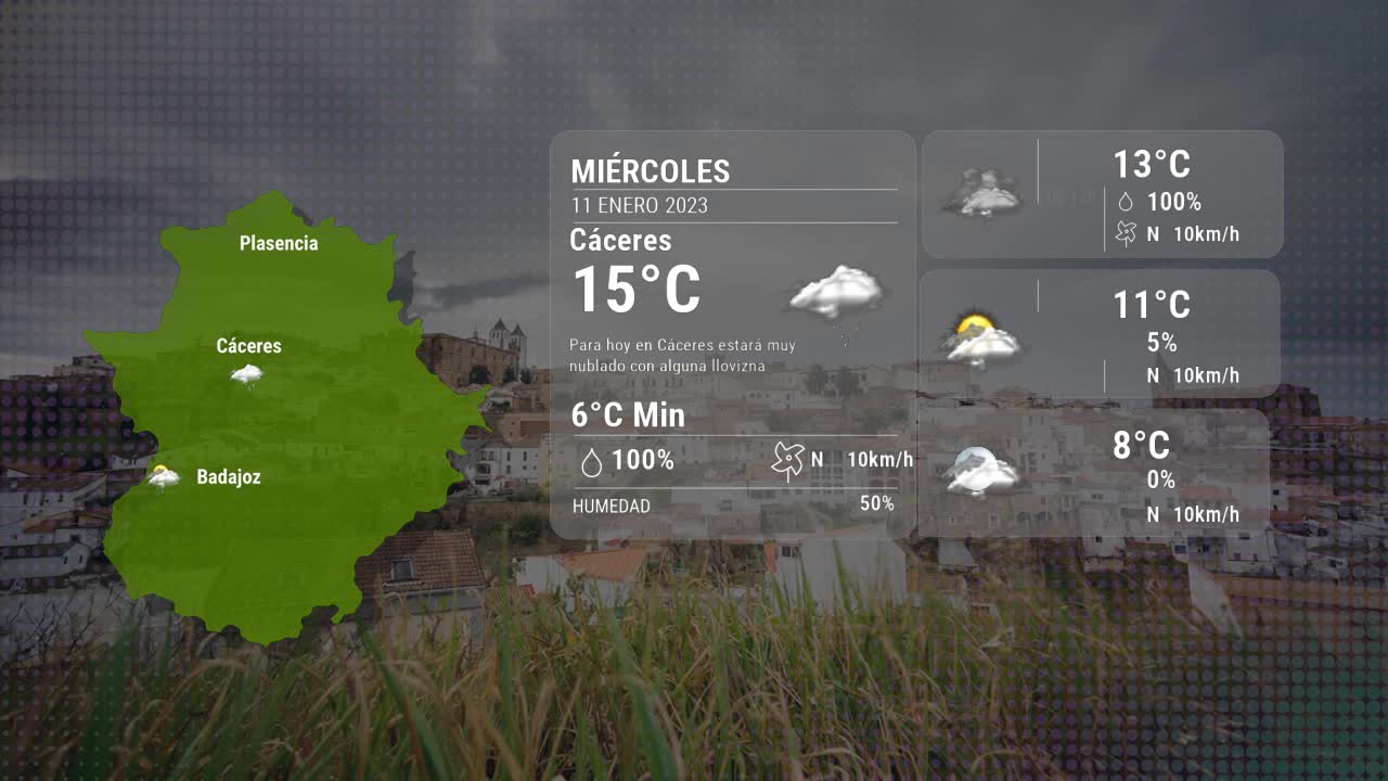 El tiempo en Cáceres miércoles 11 enero 2023