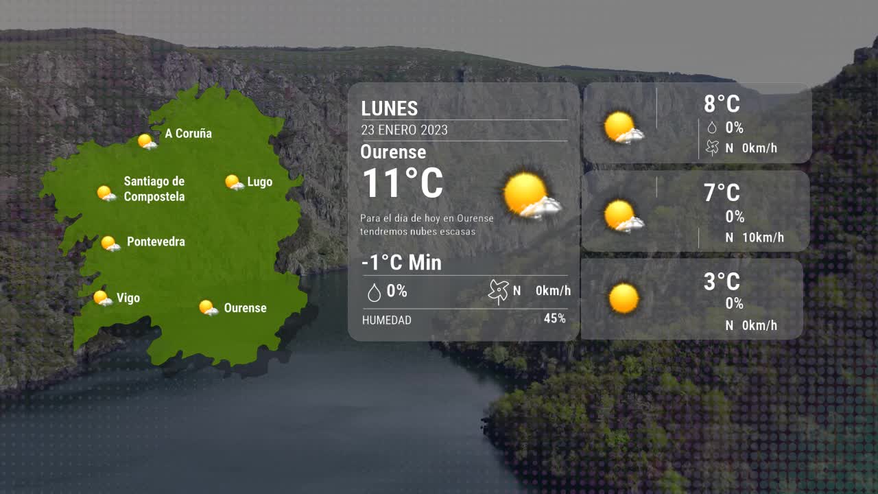 El tiempo en Ourense lunes 23 enero 2023