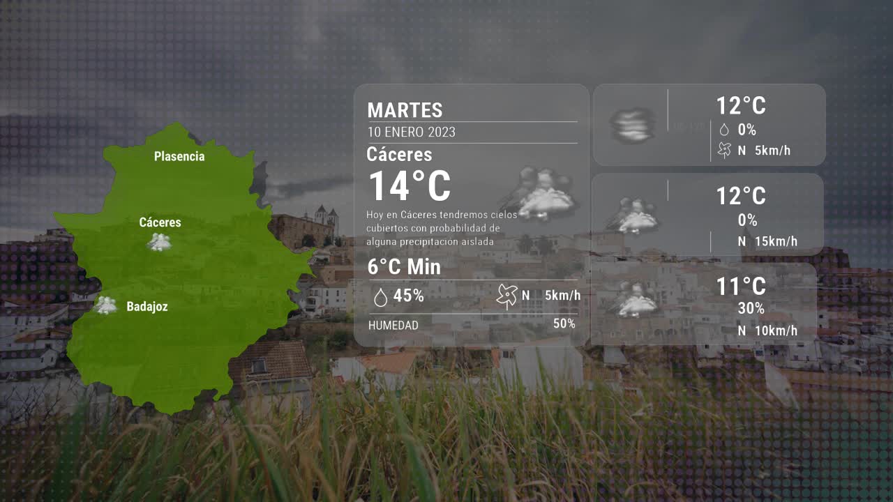 El tiempo en Cáceres martes 10 enero 2023